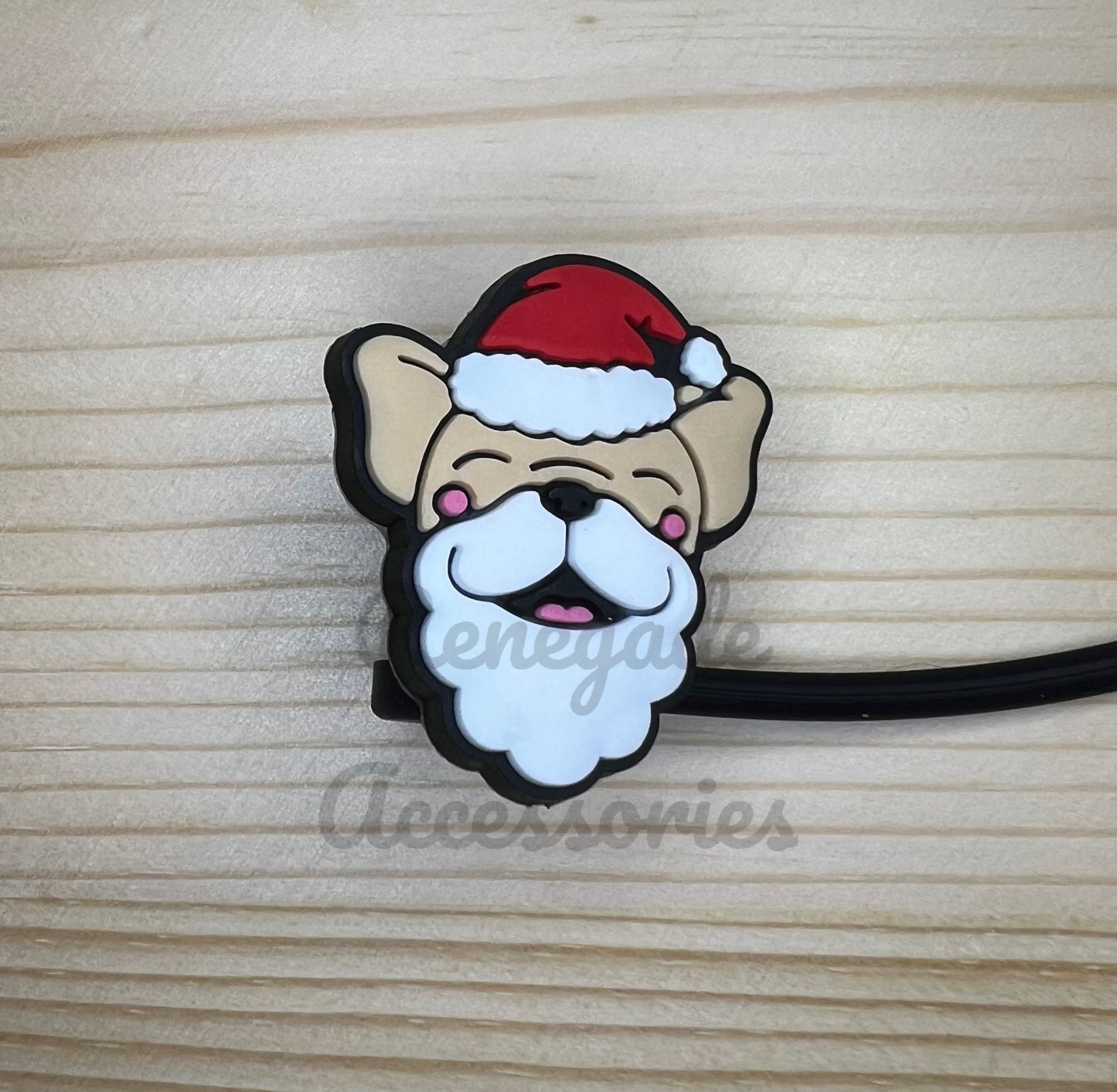 Straw Topper - Dog Santa