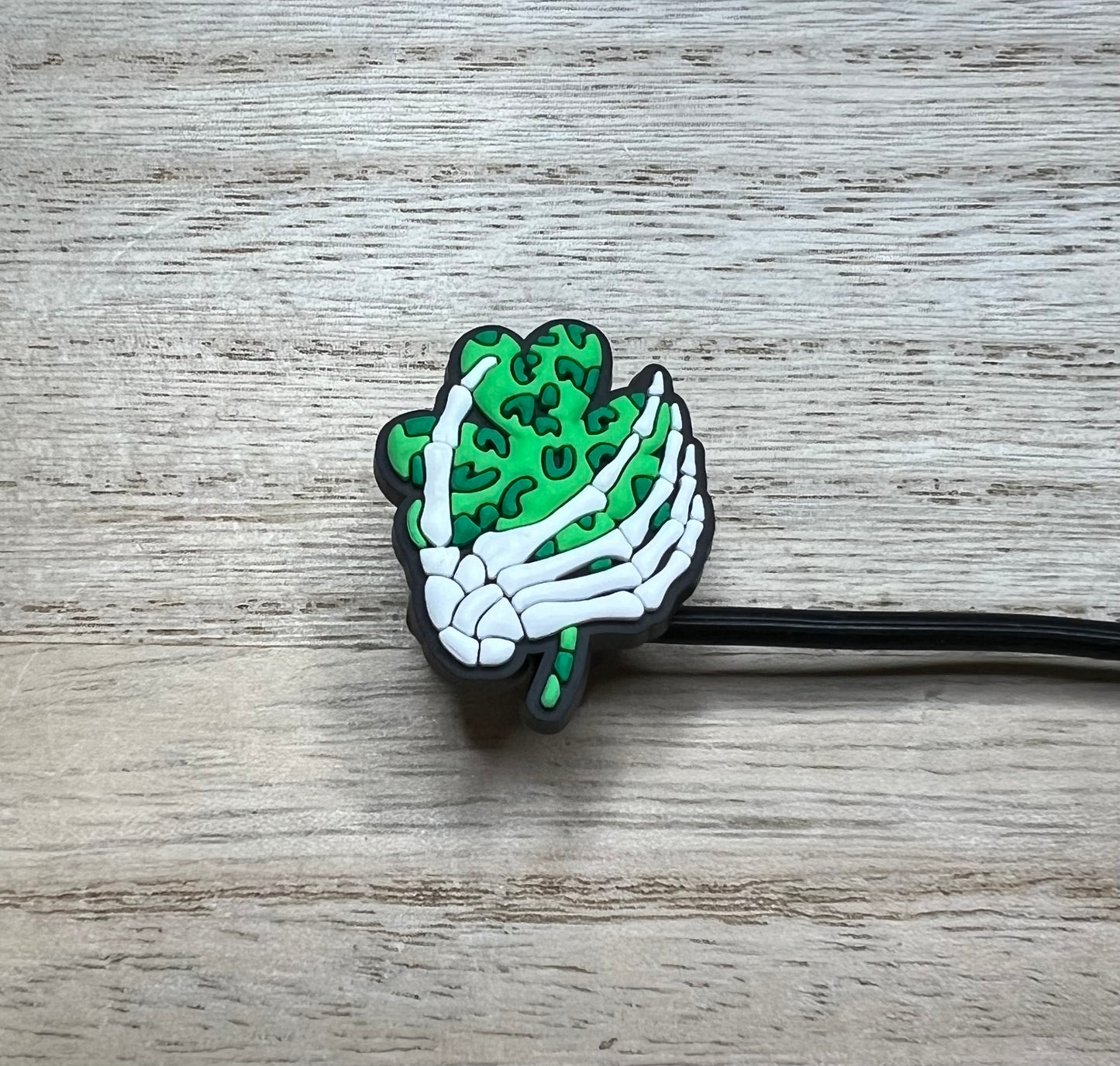 Straw Topper - Shamrock Skeleton Hand