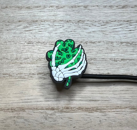 Straw Topper - Shamrock Skeleton Hand