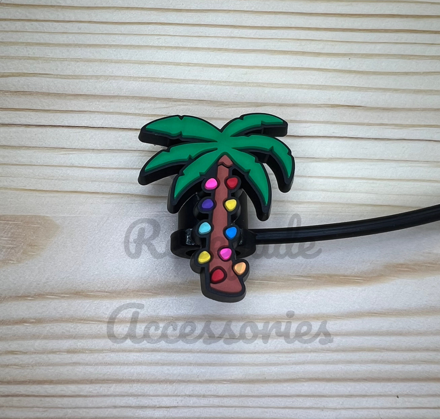 Straw Topper - Christmas Palm Tree