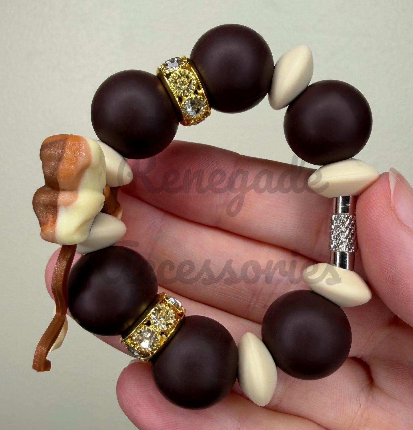 Silicone Charm - Neutral Swirl Bow