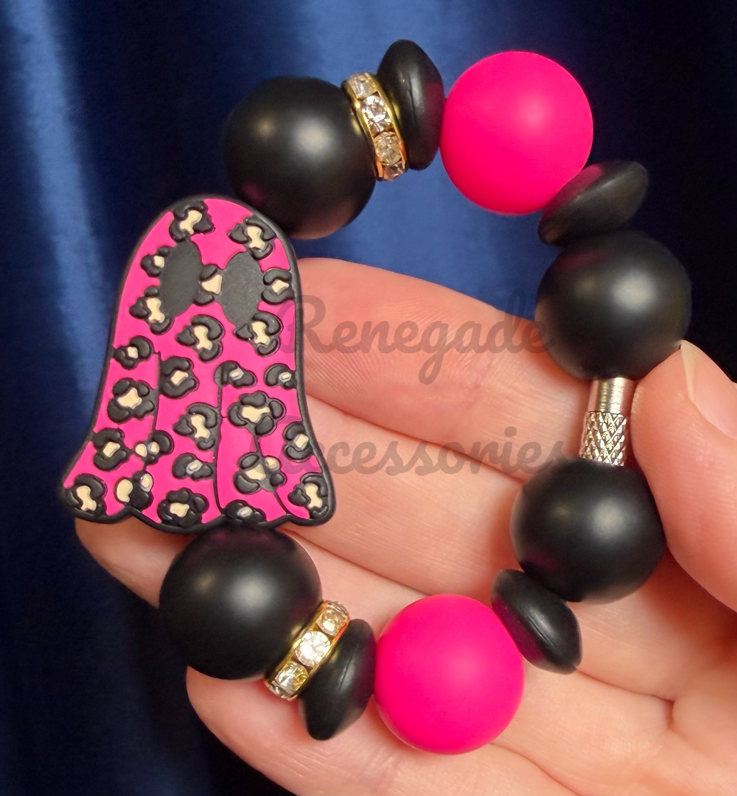 Silicone Charm - Cheetah Ghost Hot Pink
