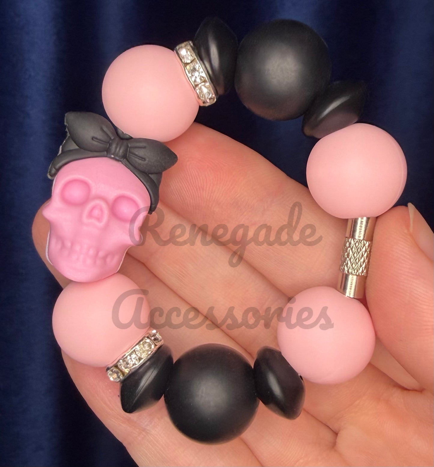 Silicone Charm - Skull Black Bandana