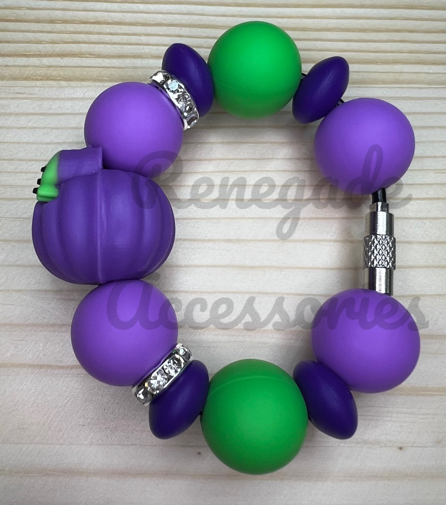 Silicone Charm - Purple & Green Polka Dot Pumpkin