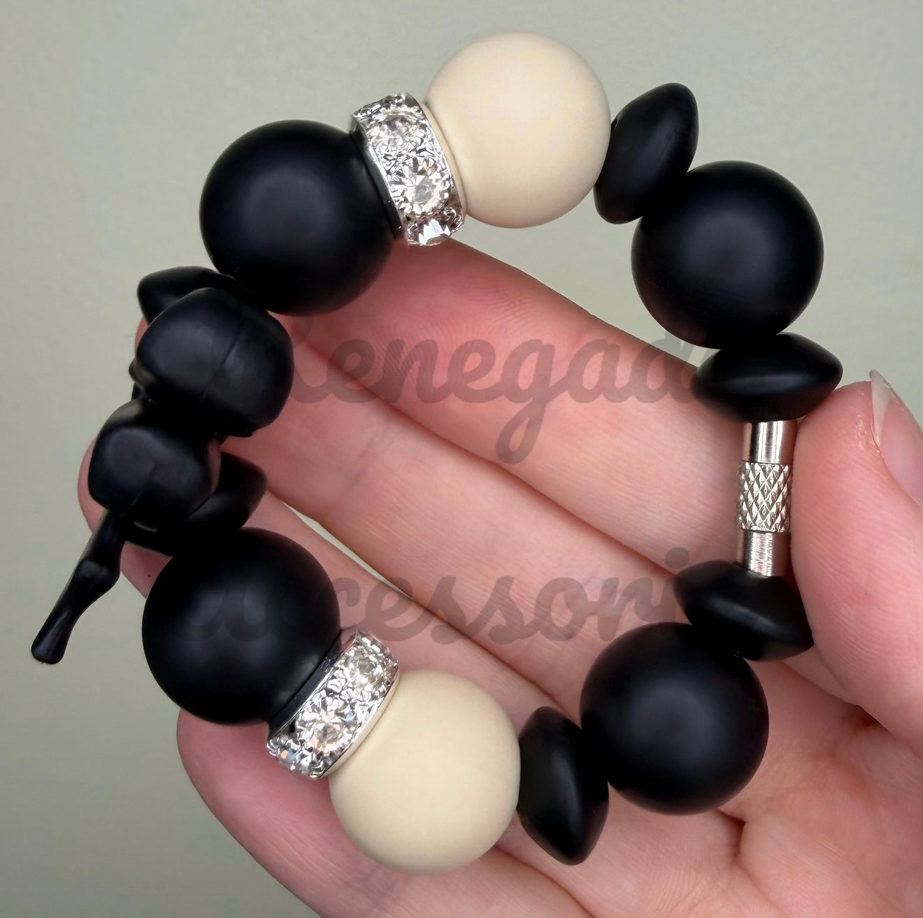 Silicone Charm - Black Bow - Black Tie/Stella