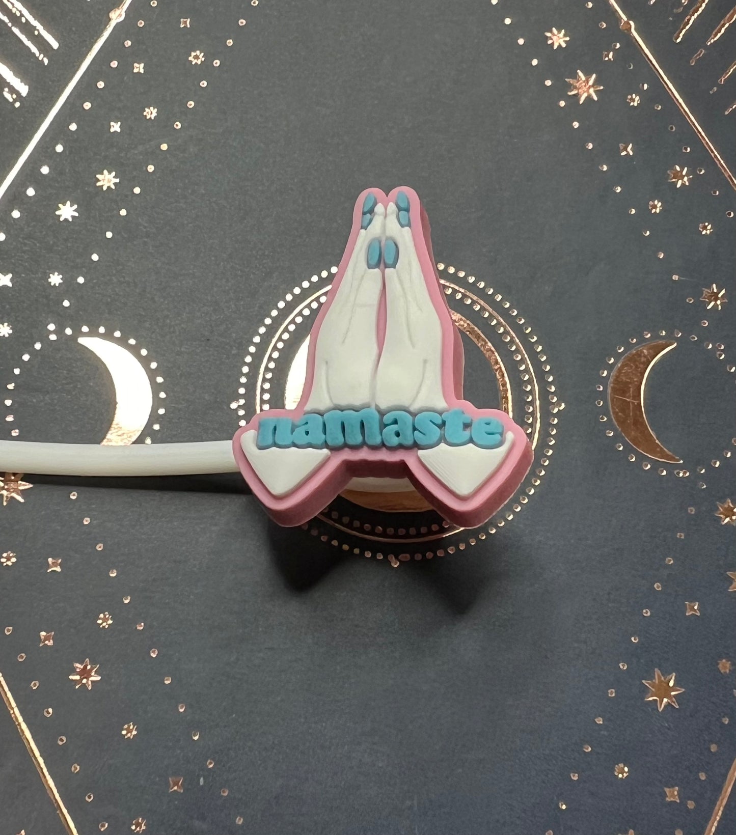 8MM Straw Topper - Namaste Prayer Hands - Religion