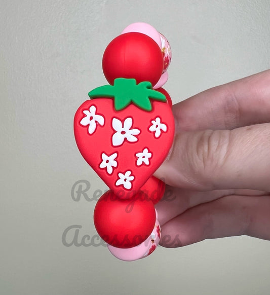 Silicone Charm - Floral Strawberry