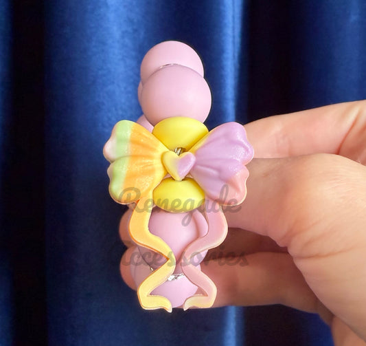 Silicone Charm - Taffy Swirl Bow