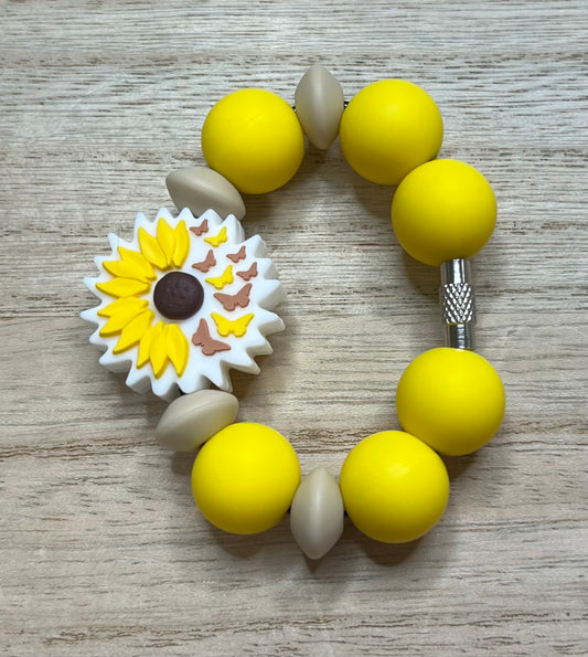 Silicone Charm - Sunflower / Butterflies - Flower