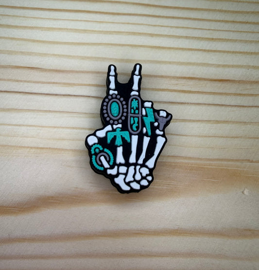 Focal Bead - Turquoise Peace Sign Skeleton Hand