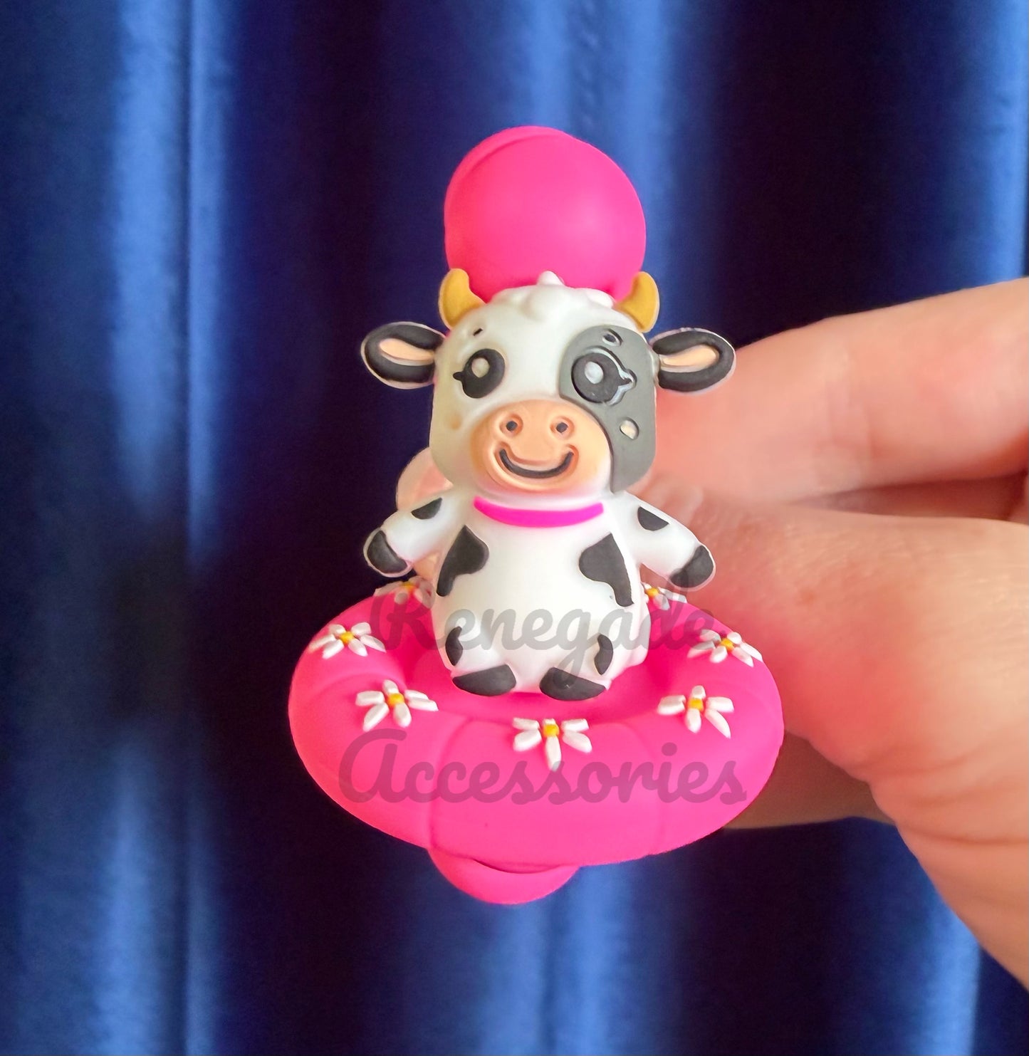 Silicone Charm - Cow Floatie - Pink