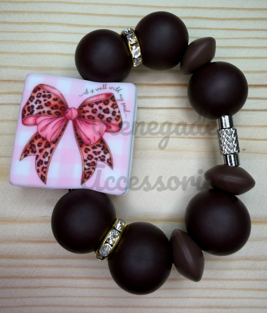 Silicone Charm - It Is Well With My Soul Bow - Luxe Leopard
