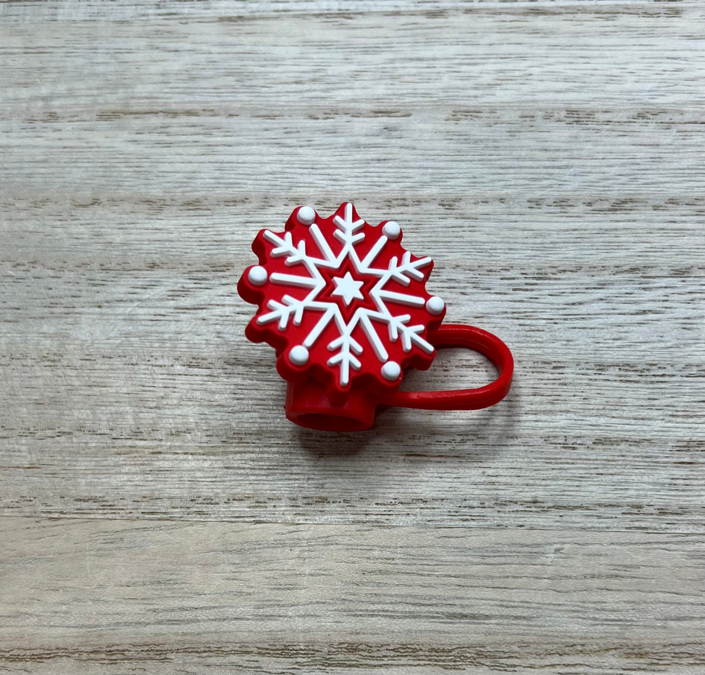 Straw Topper - Red Snowflake