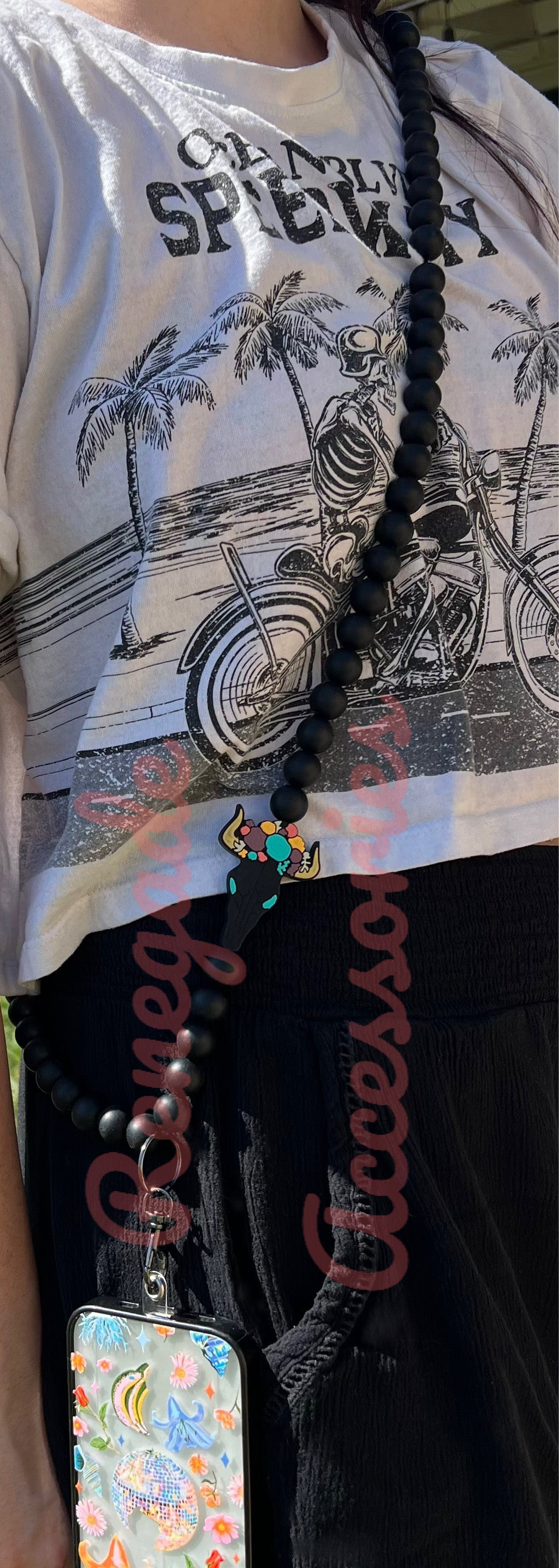 Crossbody Silicone Beaded Phone Lanyard - Purple