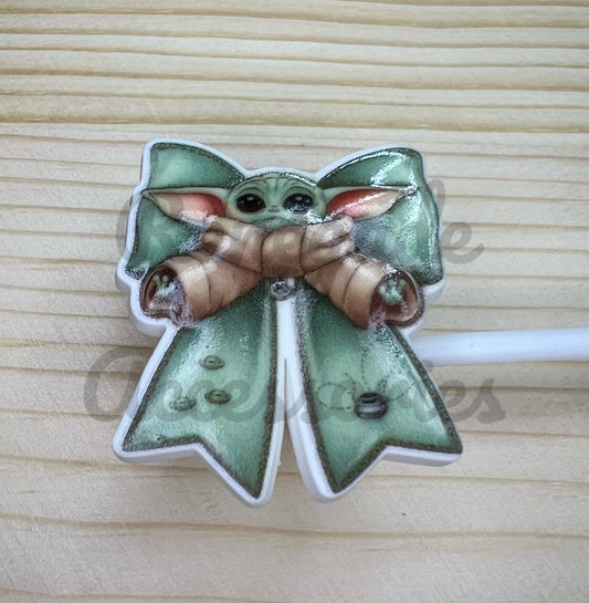Straw Topper - SW Green Alien Bow