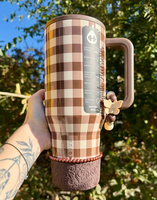 Bracelet Stack - Brown/Coconut Gingham