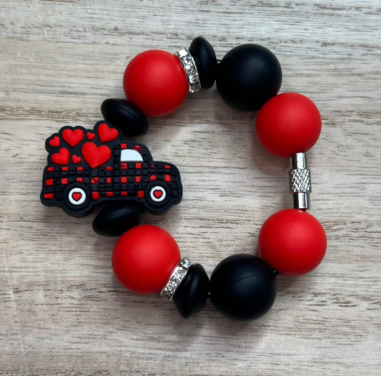 Silicone Charm - Red Heart Truck