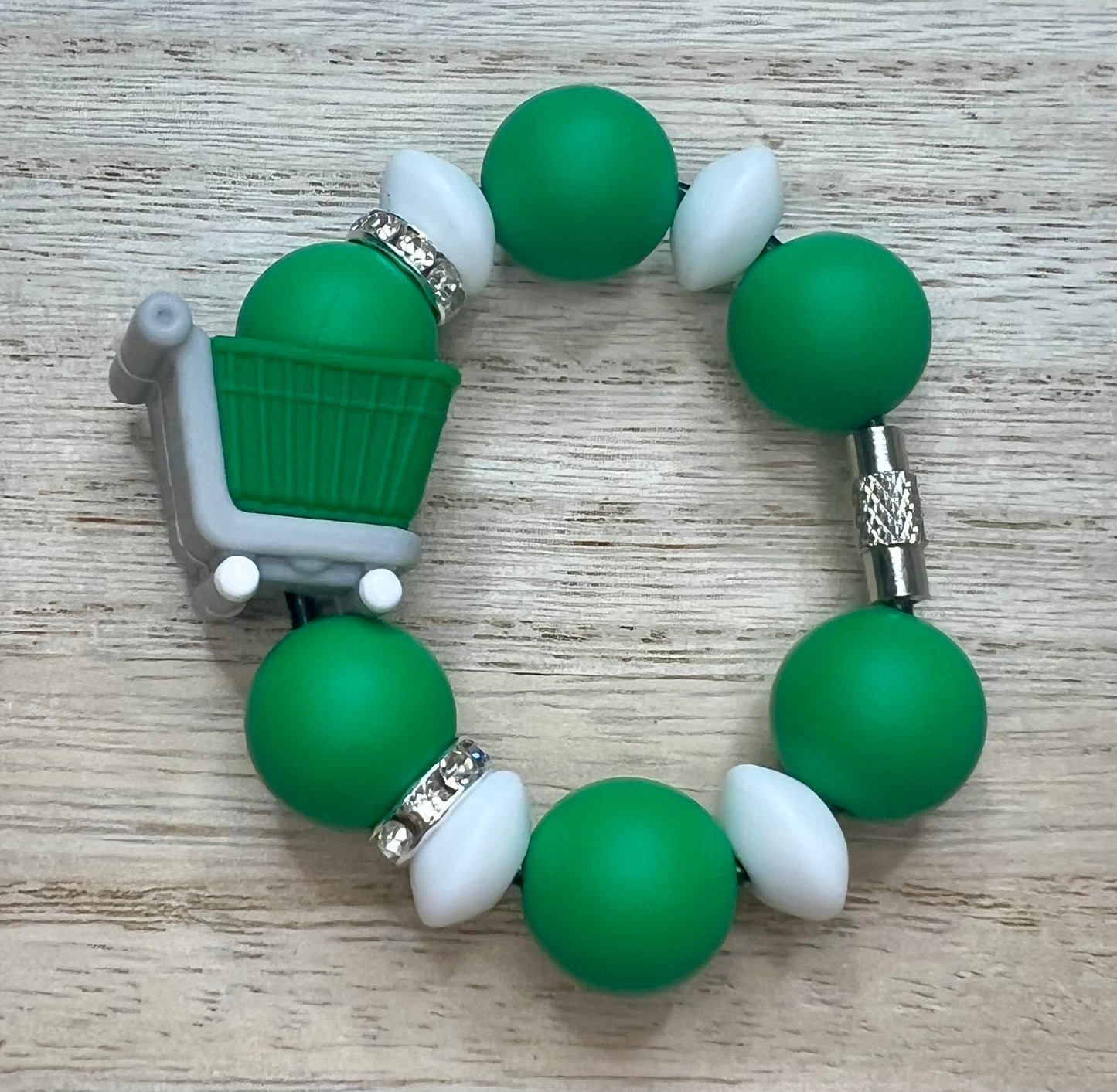 Silicone Charm - Green Shopping Cart