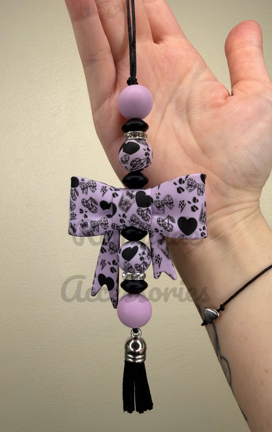 Silicone Charm - Enchanted Charms - Purple Bow Checkered & Leopard