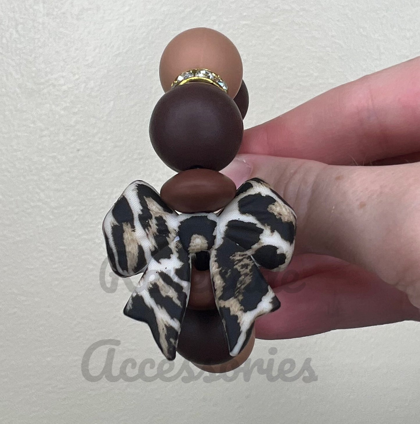 Silicone Charm - Leopard Bow - Savanna