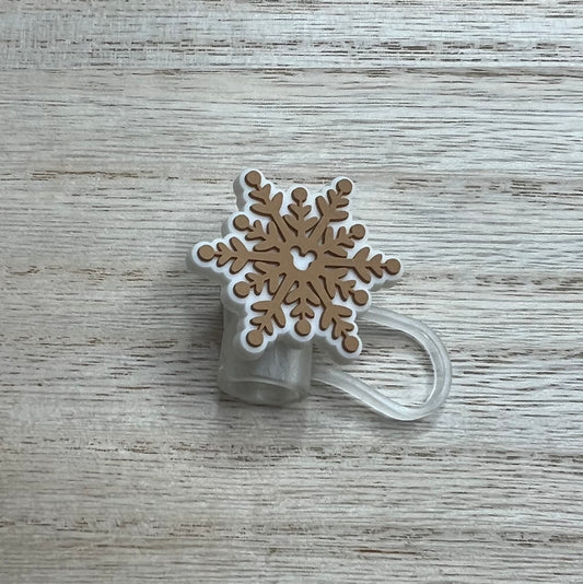 Straw Topper - Neutral Snowflake