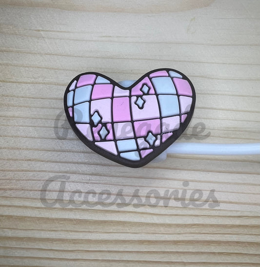 Straw Topper - Disco Heart