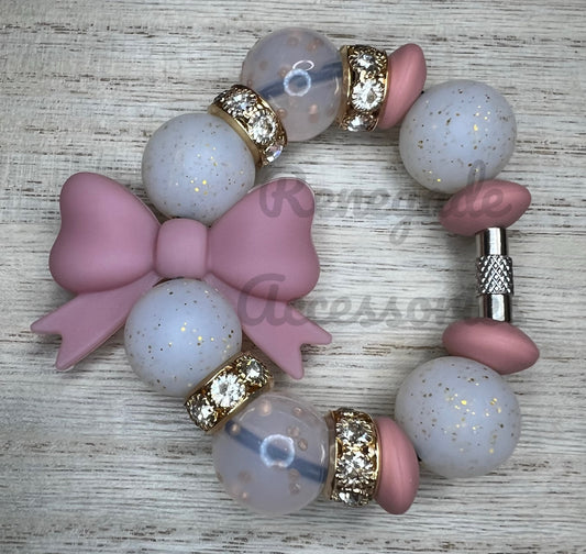 Silicone Charm - Dusty Pink Wildflower Bow