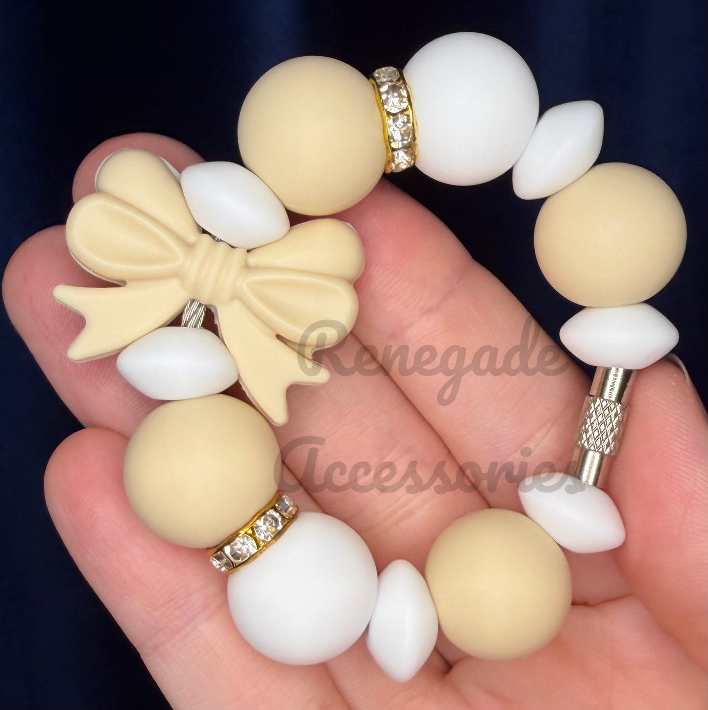 Silicone Charm - Cream Bow - Snickerdoodle