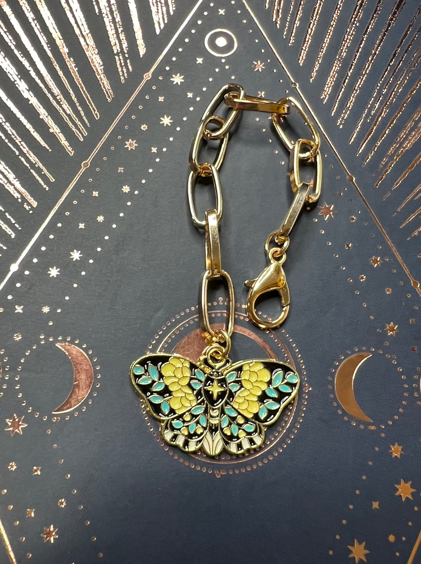 Metal Charm - Blue/Yellow Butterfly - Gold