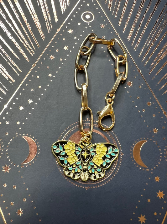 Metal Charm - Blue/Yellow Butterfly - Gold