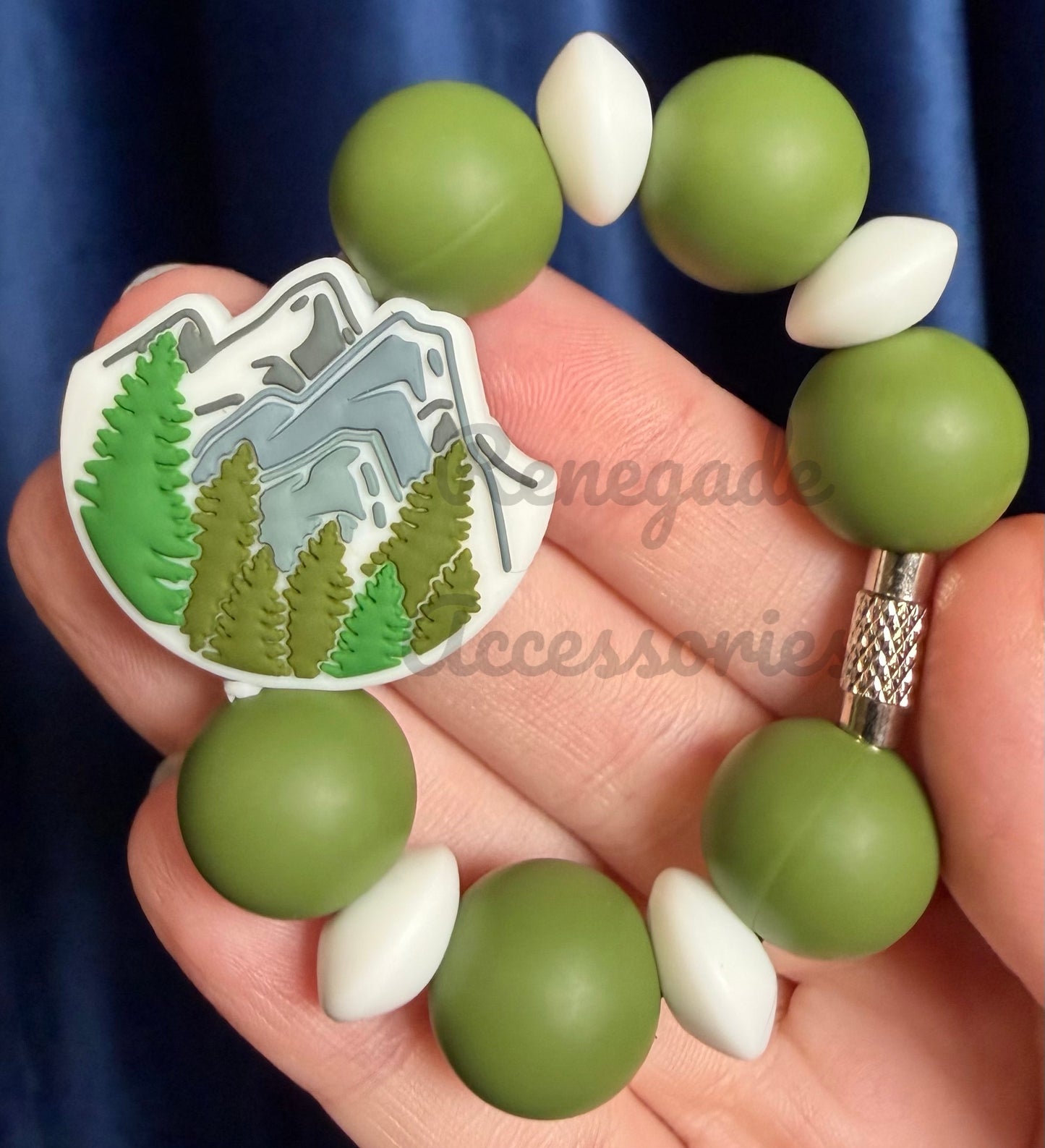 Silicone Charm - Mountains/Pine Trees