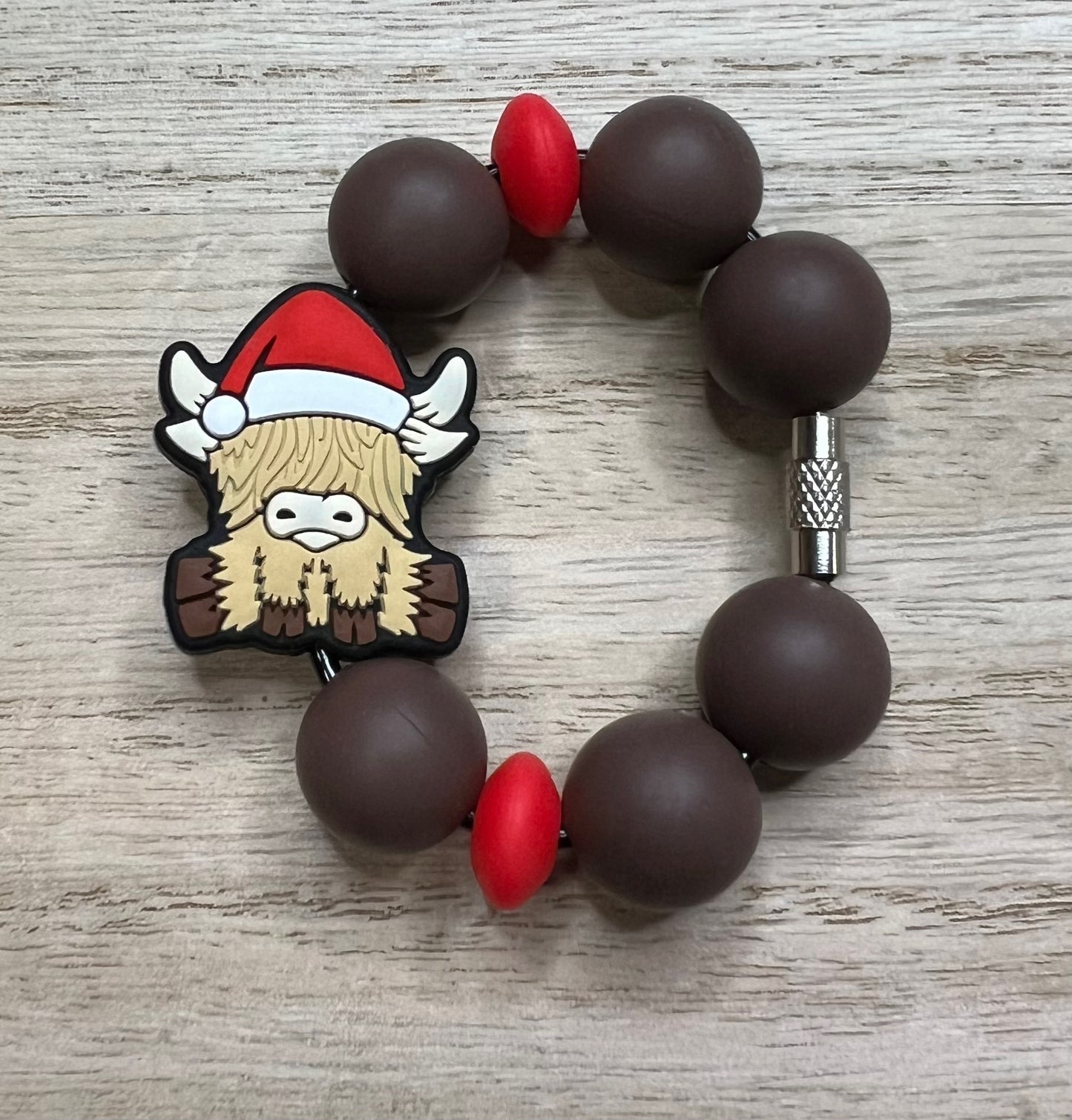 Silicone Charm - Christmas Highland Cow