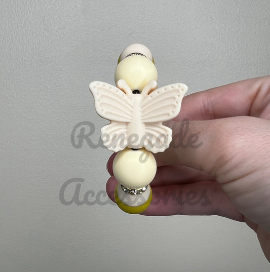 Silicone Charm - Cream Butterfly - Cottage Core