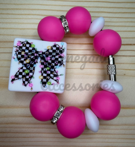 Silicone Charm - Checkered Lights Bow