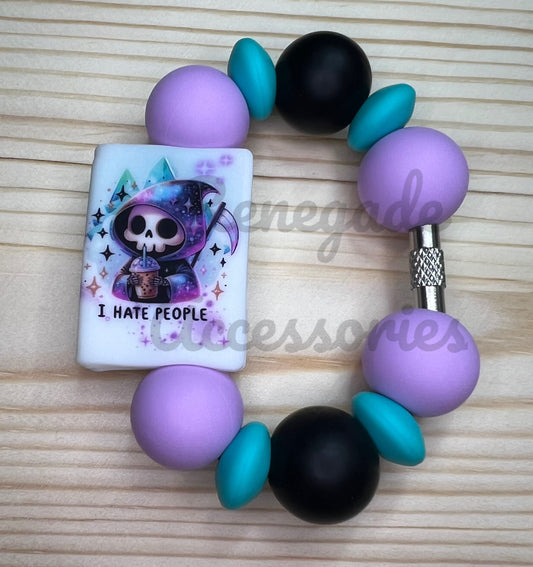 Silicone Charm - I Hate People - Grim Reaper - Book