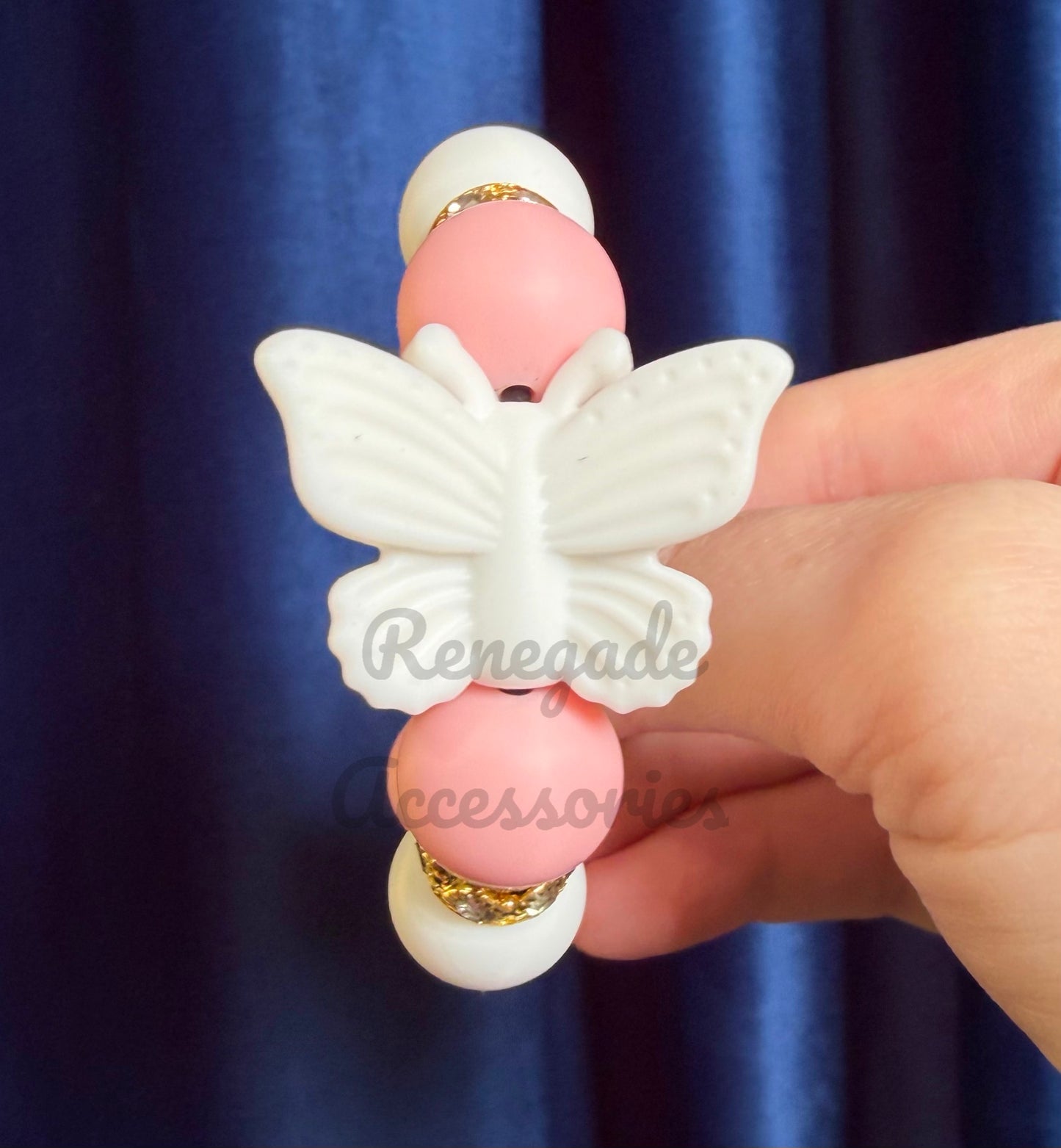 Silicone Charm - White Butterfly - Bouquet