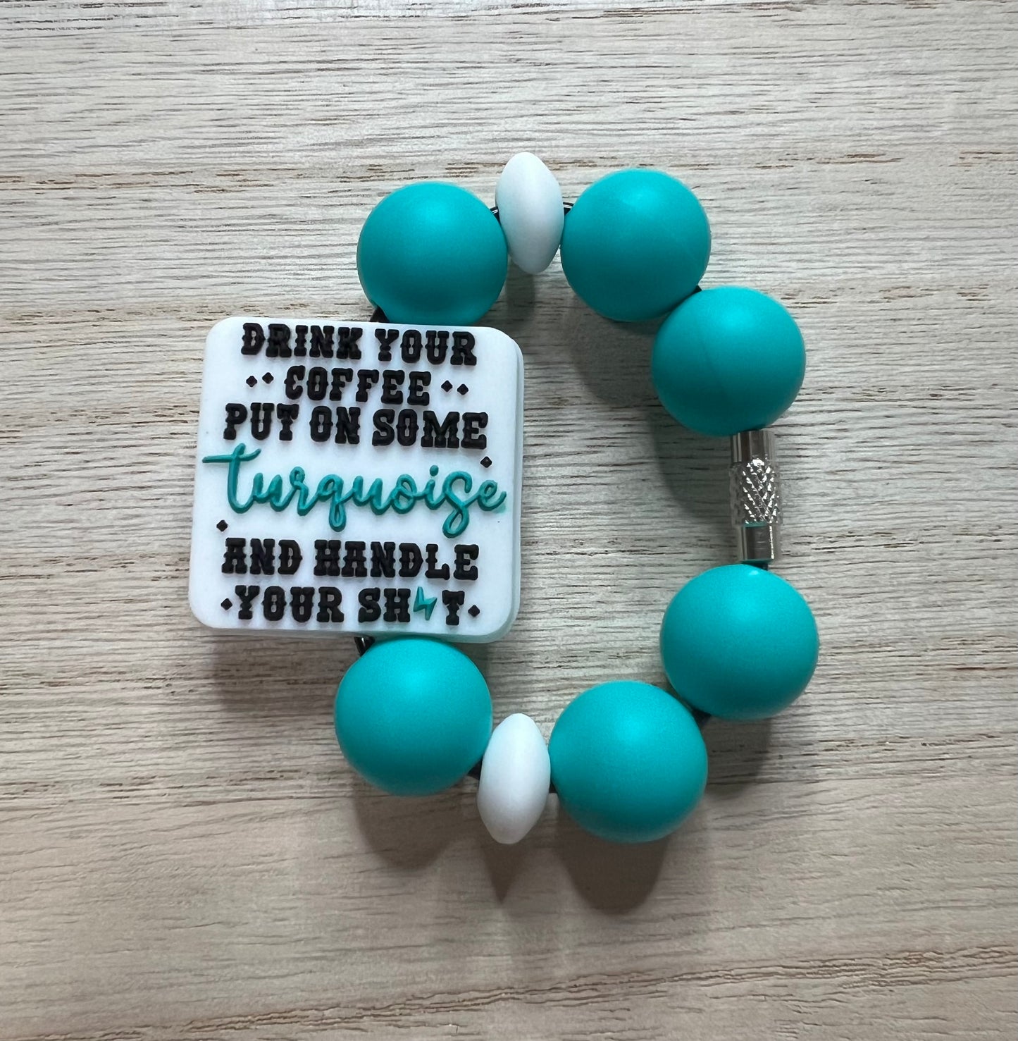 Silicone Charm - Coffee And Turquoise