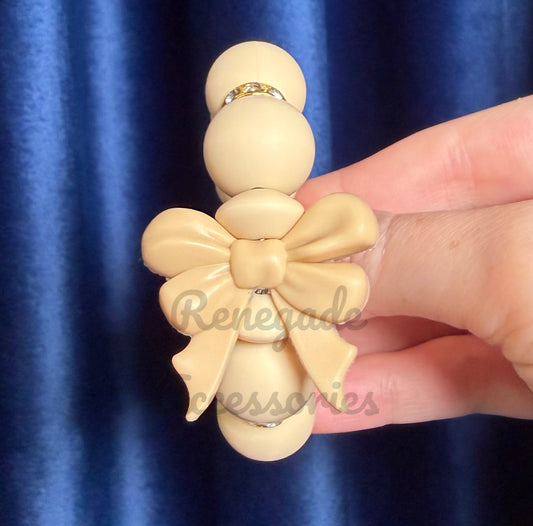 Silicone Charm - Cream/Tan Bow