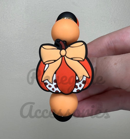 Silicone Charm - Orange Pumpkin Bow