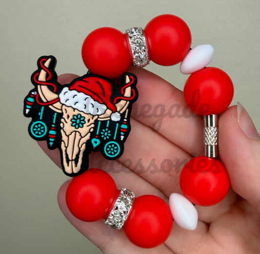 Silicone Charm - Longhorn Skull - Cowboy Christmas/Holly