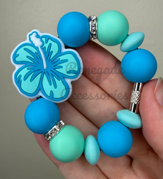 Silicone Charm - Blue Hibiscus Flower