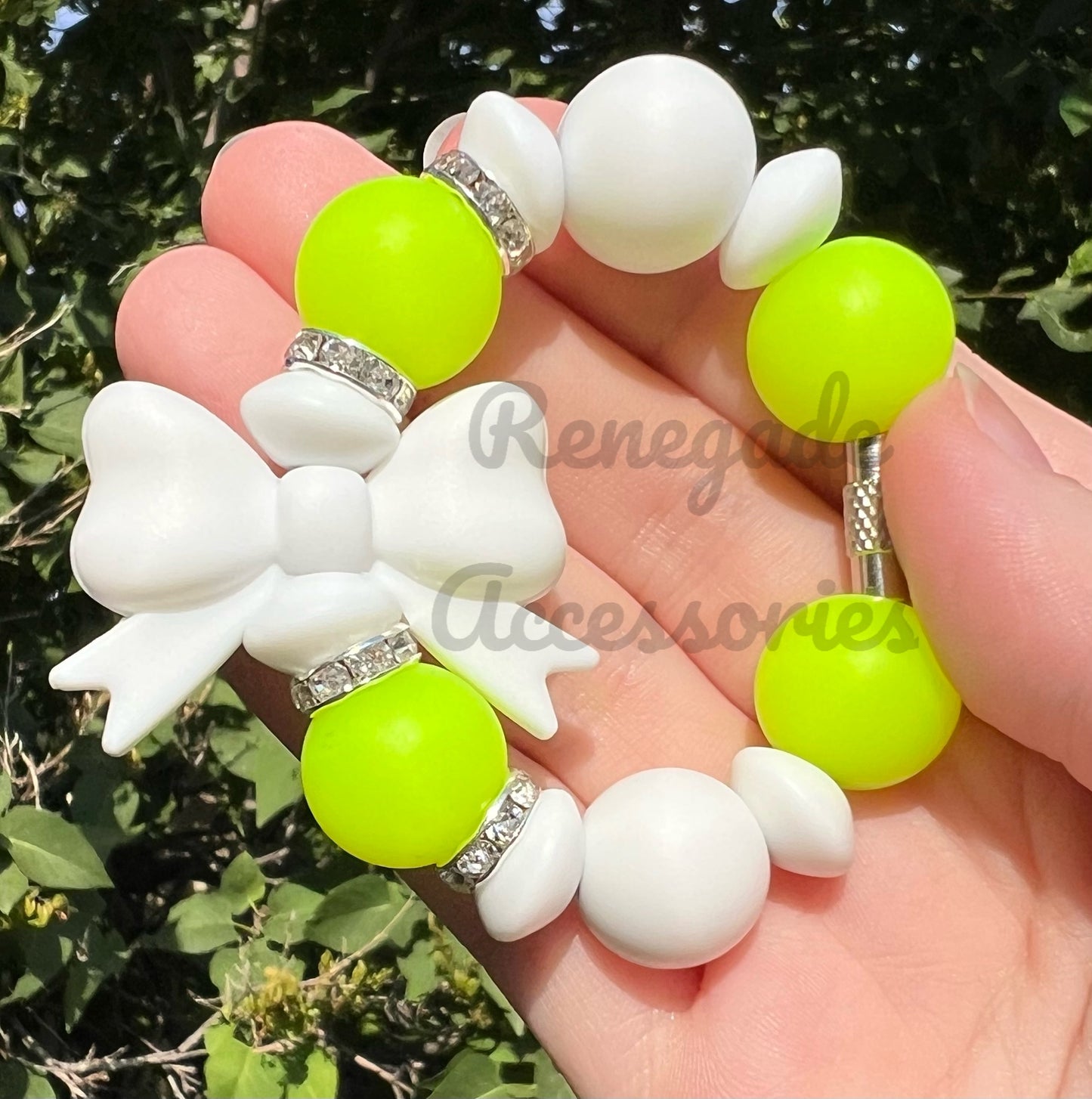 Silicone Charm - White Bow - Glow