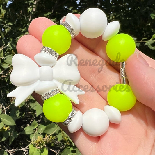 Silicone Charm - White Bow - Glow