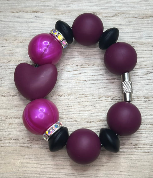 Silicone Charm - Berry Truffle - Dark Purple Heart