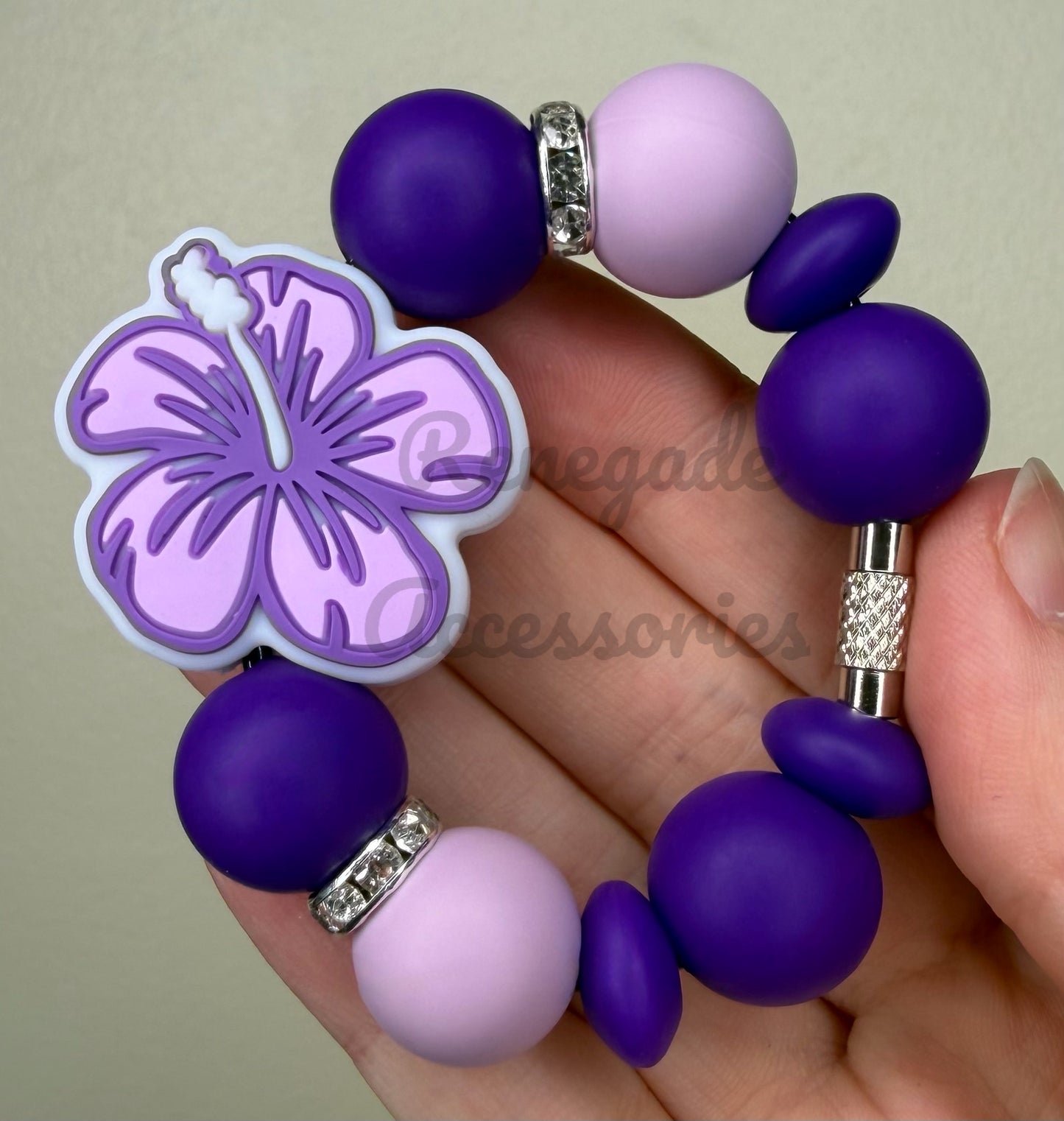 Silicone Charm - Purple Hibiscus Flower
