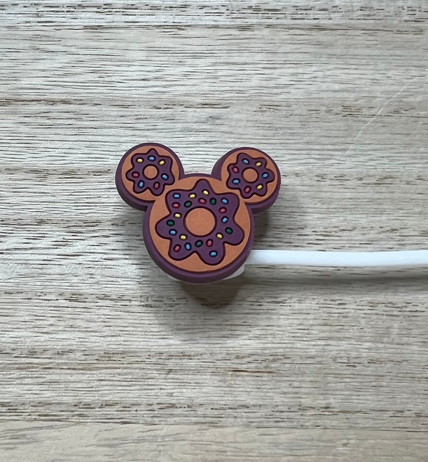 Straw Topper - Purple Donut Mouse Ears Character