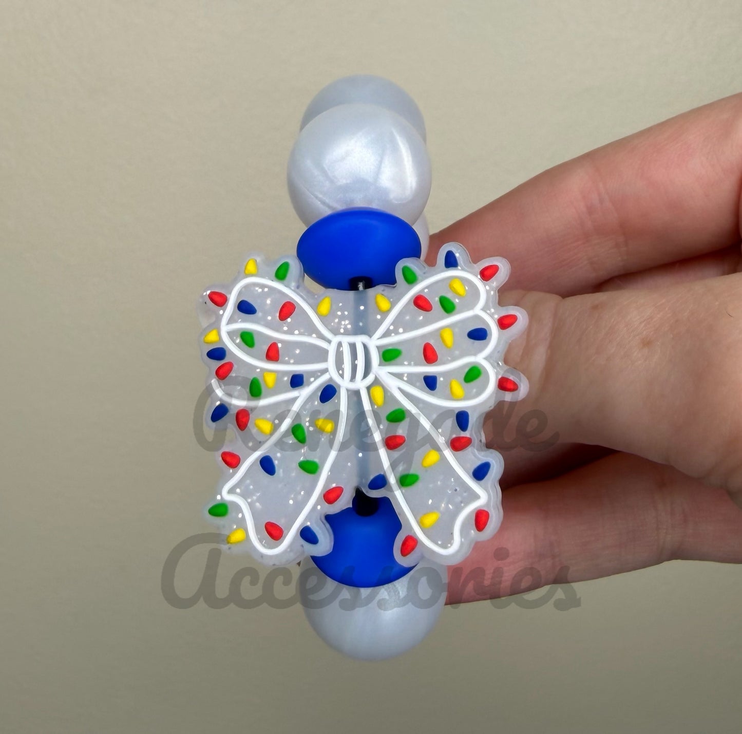 Silicone Charm - Glitter Bow Lights