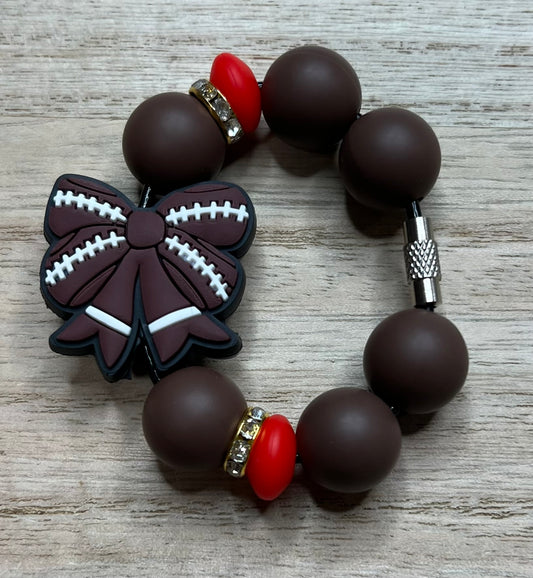 Silicone Charm - Football Bow - Sports