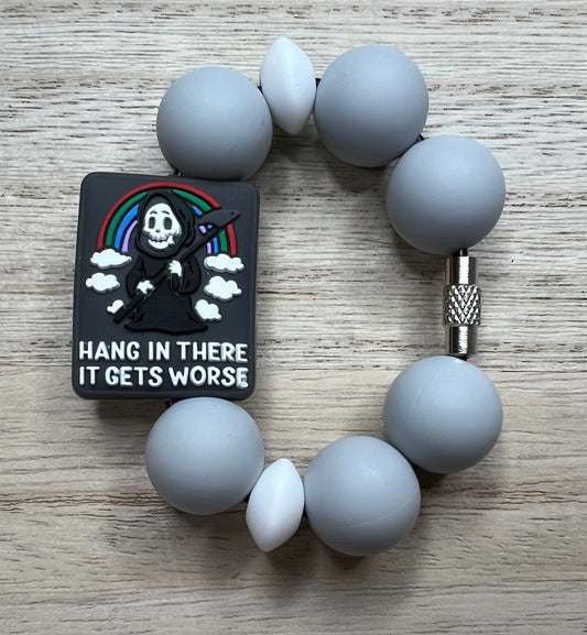 Silicone Charm - Hang In There It Gets Worse - Grim Reaper