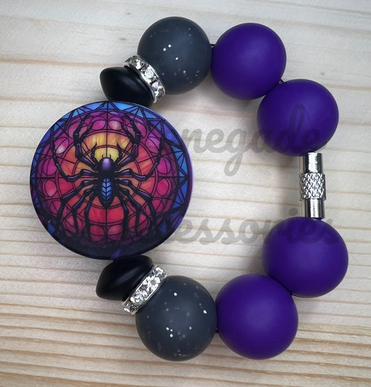 Silicone Charm - Stained Glass Spider